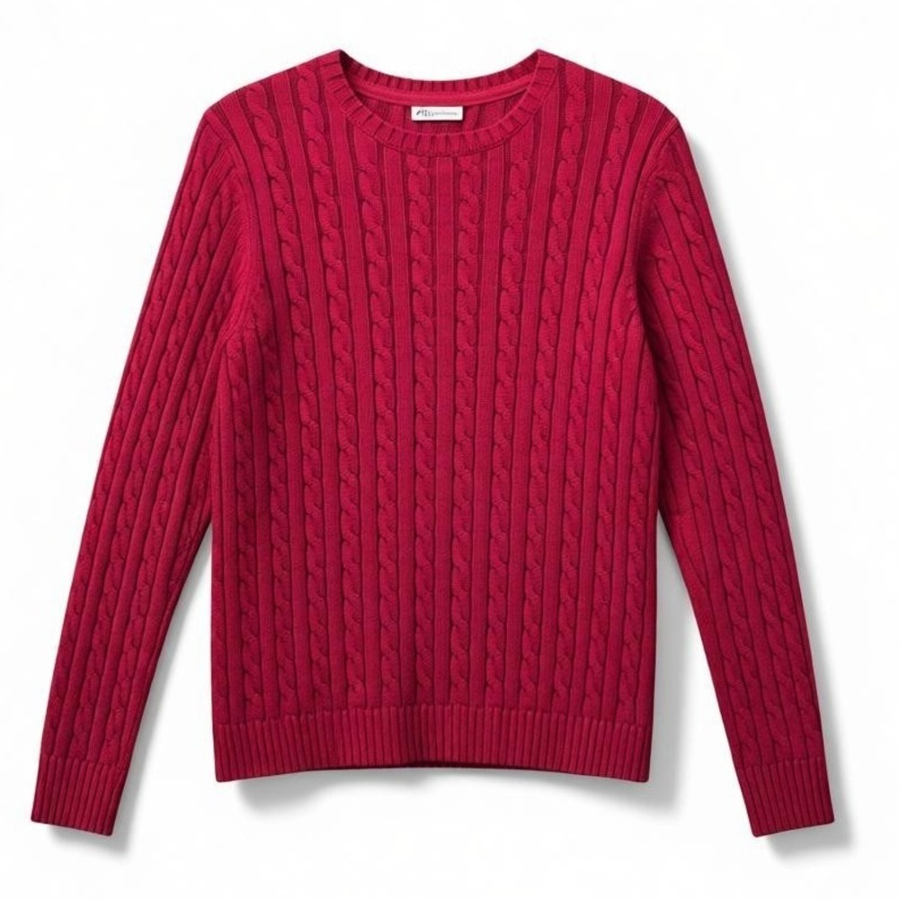LL Bean Cable Knit Sweater‎ Red Large